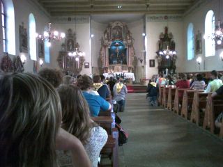 Krótkie modlitwy po wejściu do kościoła (pw. Św. Apostołów Piotra i Pawła) w Chmielnie